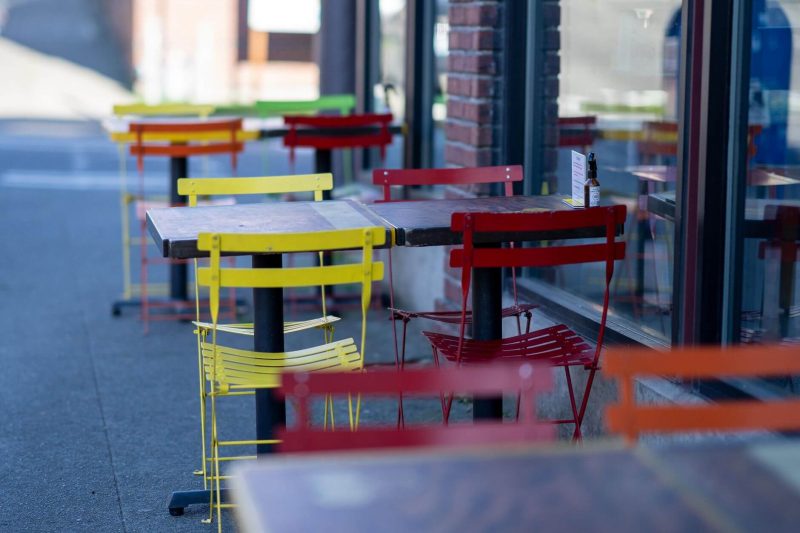 Patio furniture outside a restaurant