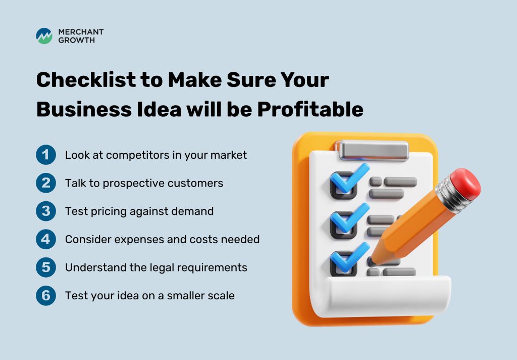 Checklist to make sure your business idea will be profitable infographic